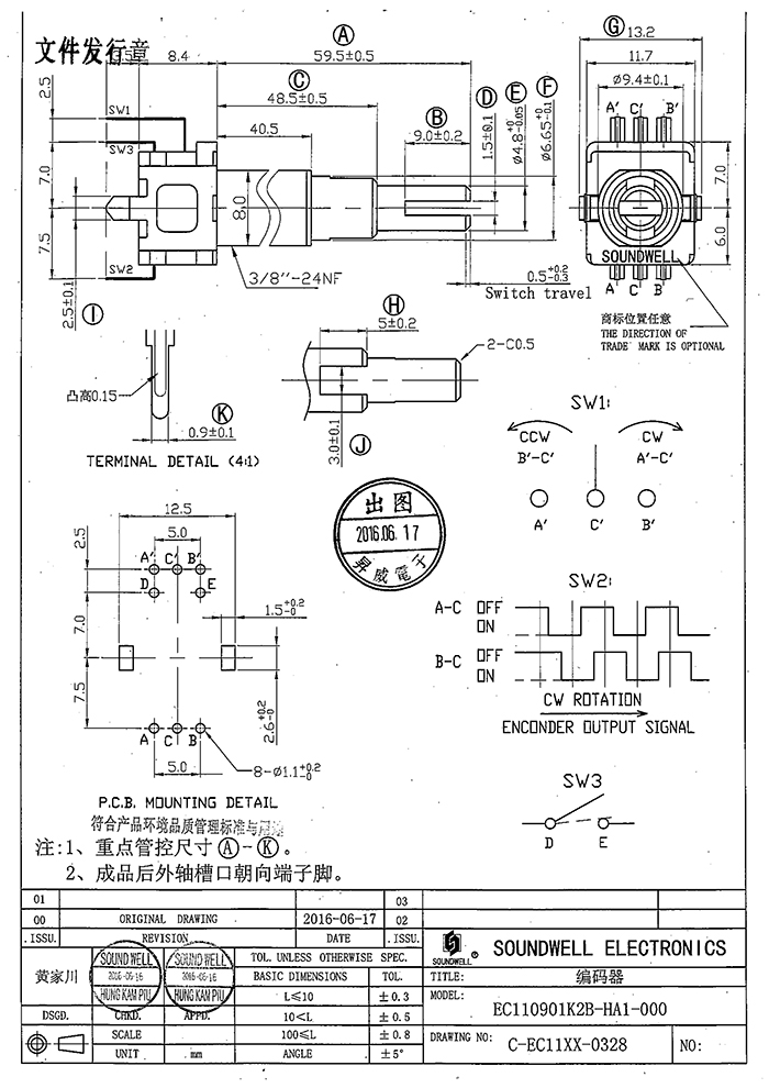 旋轉(zhuǎn)編碼器開(kāi)關(guān)EC11規(guī)格書